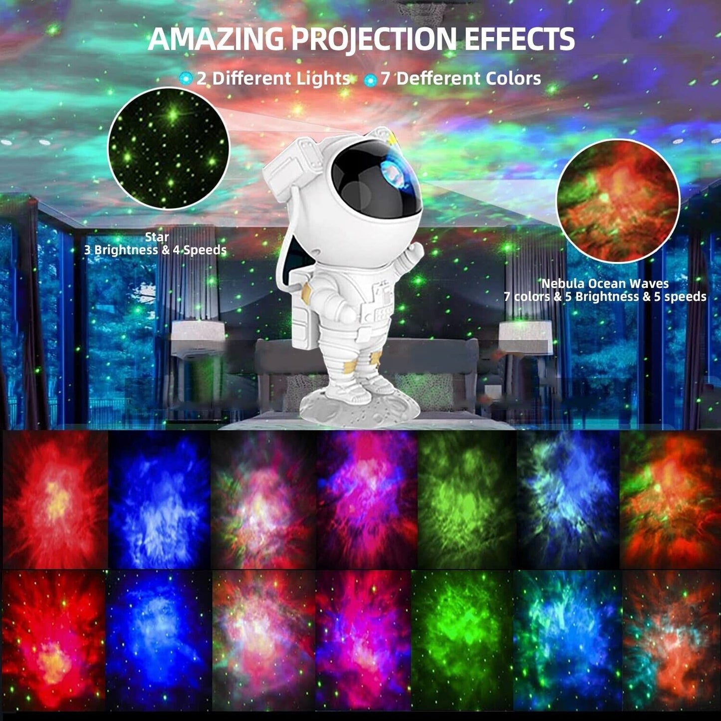 Astronaut Projector, Galaxy Projector for Bedroom, Space Buddy Projector Star...