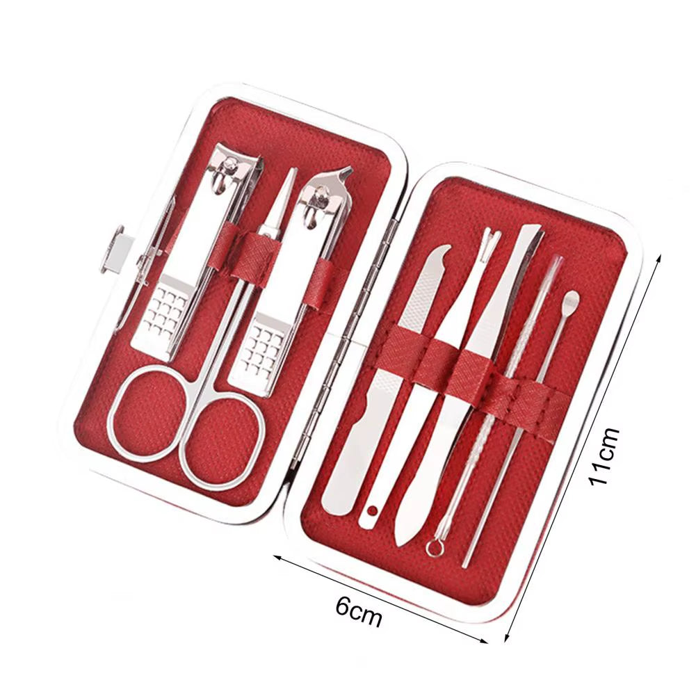 8Pcs Nail Clipper Set Professional Stainless Steel Manicure Pedicure Kit with Case Nail Clippers Files Tweezers Ear Picks