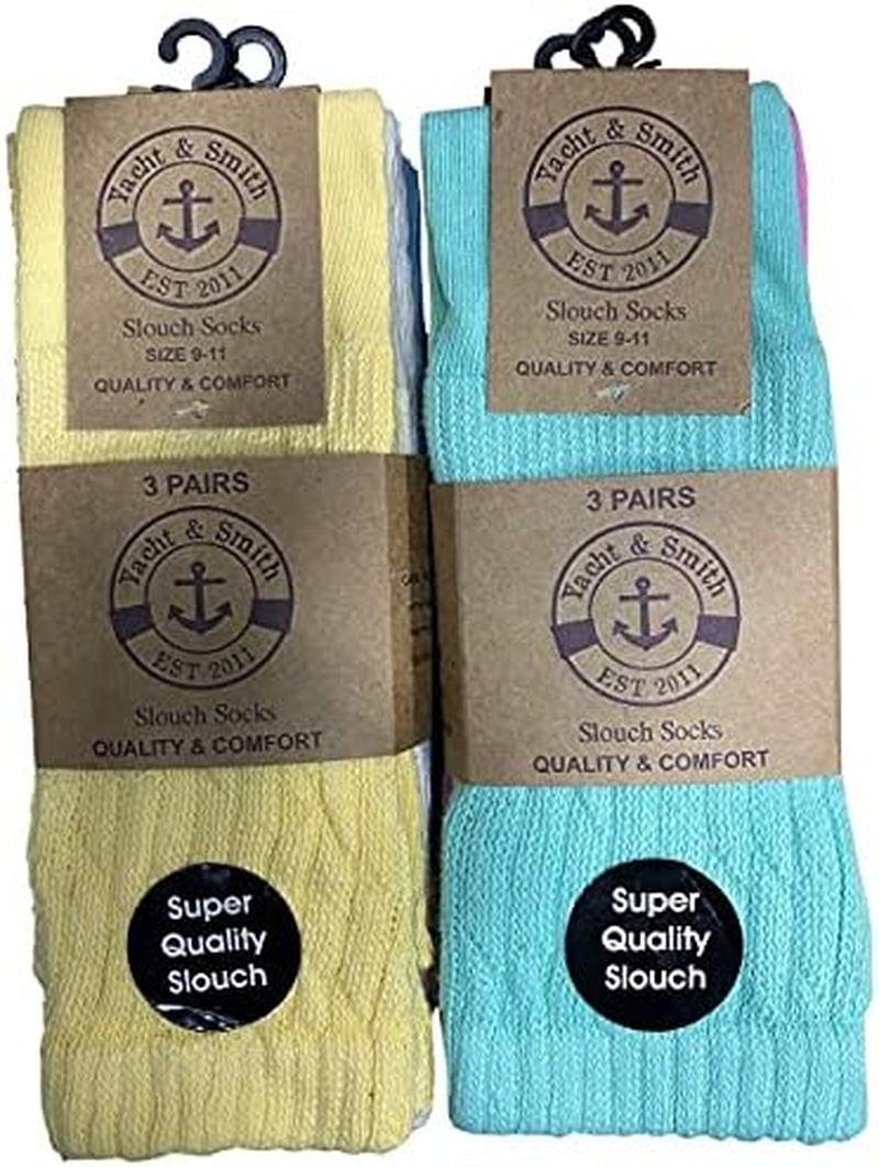 6 Pairs Women'S Scrunched Slouch Socks, Cotton Boot Socks Bulk Pack for Everyday Comfort & Style, Size 9-11
