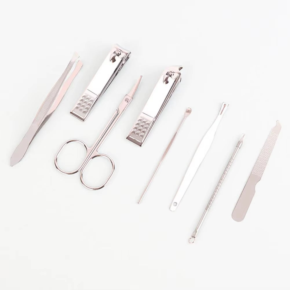 8Pcs Nail Clipper Set Professional Stainless Steel Manicure Pedicure Kit with Case Nail Clippers Files Tweezers Ear Picks