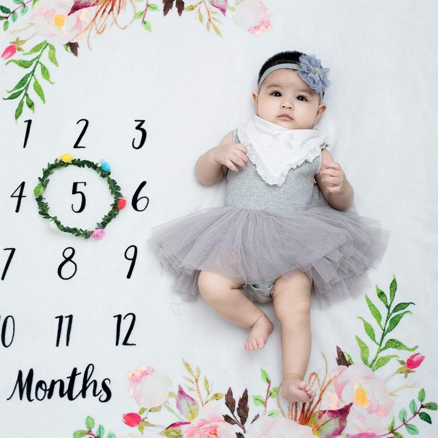Baby Monthly Milestone Blankets Soft Floral Memory Blankets Girls Boys Cute Photo Background Blankets Baby Stuff Shower Gifts Purple