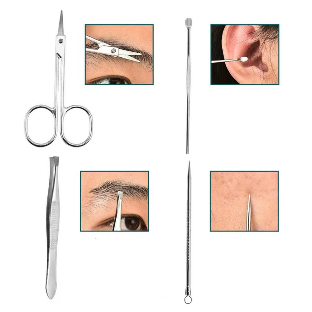 8Pcs Nail Clipper Set Professional Stainless Steel Manicure Pedicure Kit with Case Nail Clippers Files Tweezers Ear Picks