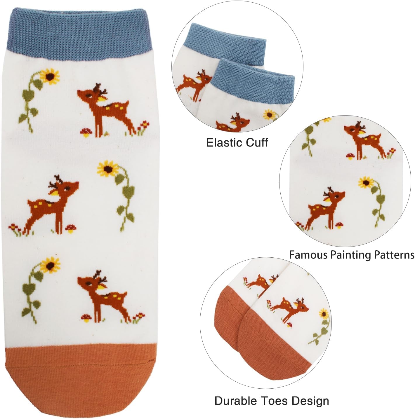 Ankle Socks for Women Girls Fun Novelty Animal Floral Pattern Low Cut Liner Socks Cute Cotton Casual Socks