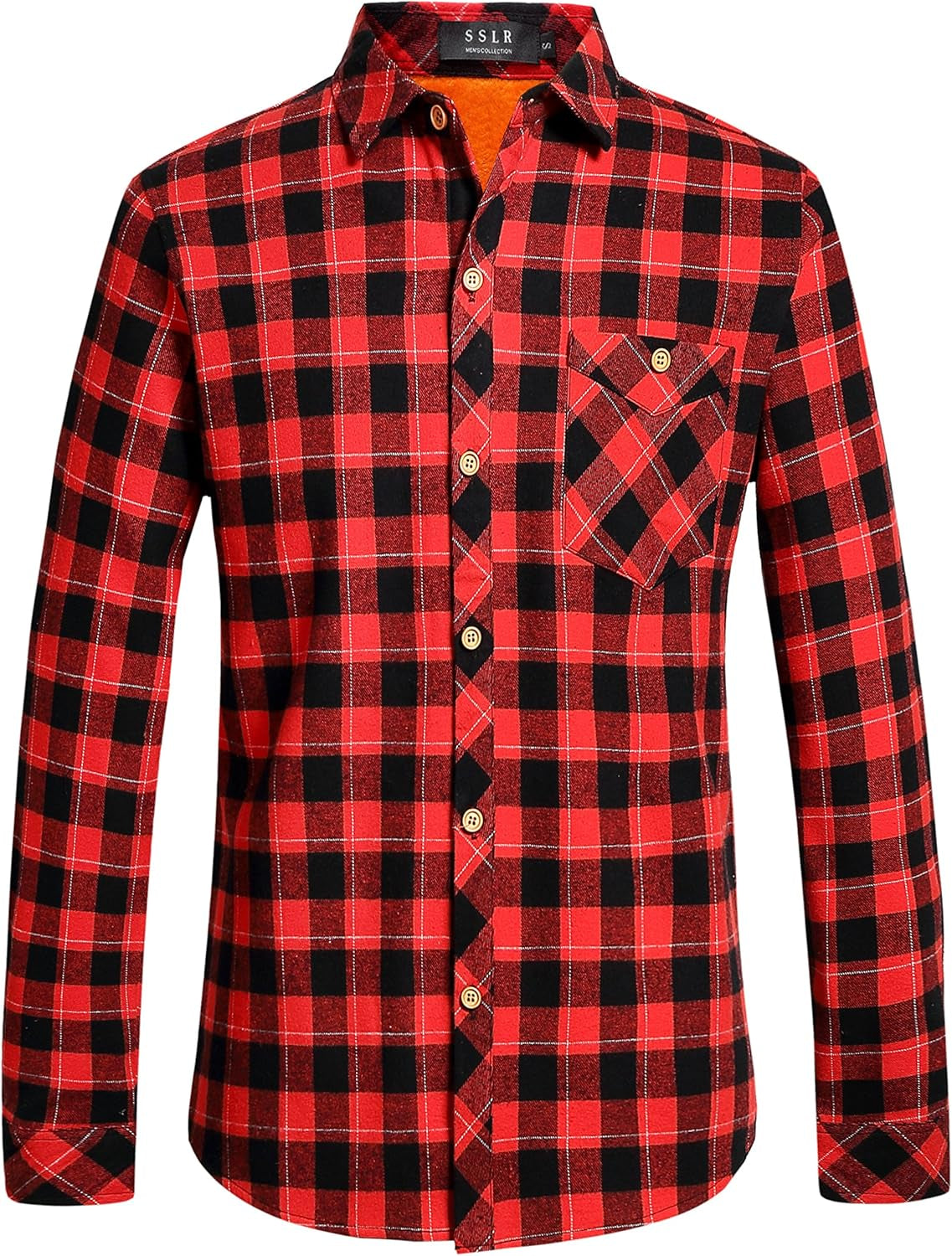 -Flannel-Shirt-For-Men-Fleece Lined Shirt Long Sleeve Button down Flannel Jacket Plaid Casual