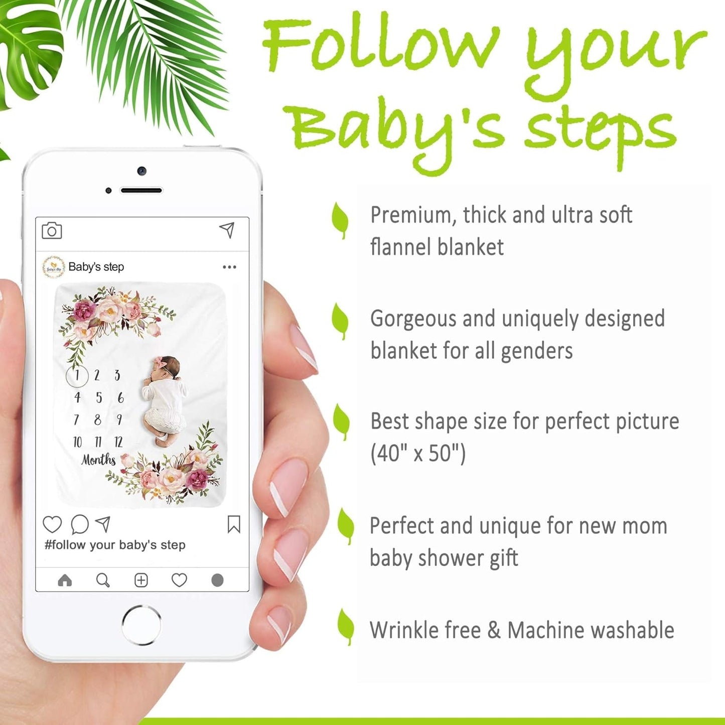 Baby Monthly Milestone Blankets Soft Floral Memory Blankets Girls Boys Cute Photo Background Blankets Baby Stuff Shower Gifts Purple