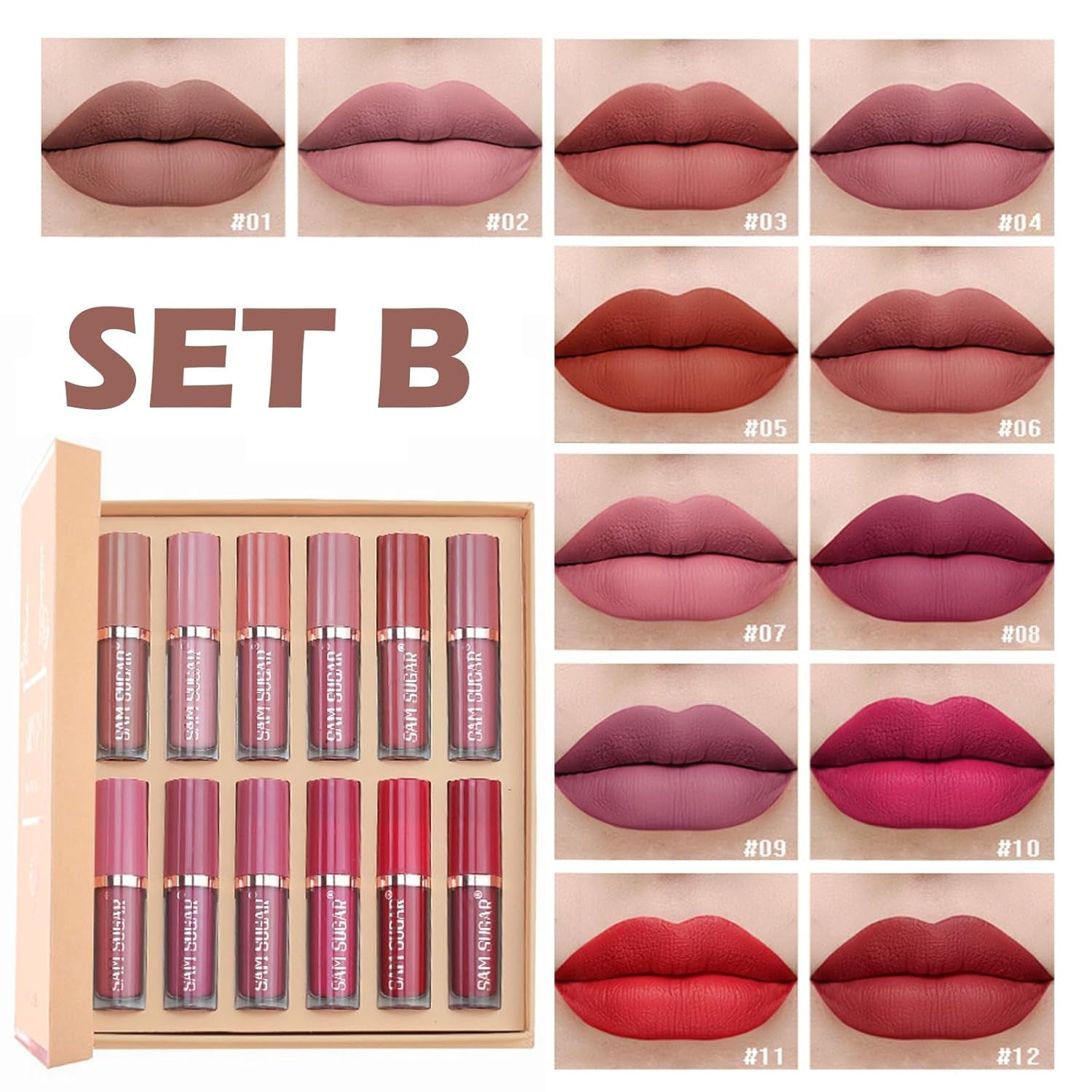 12 Colors Lip Gloss Set,Plumping Liquid Lipstick Lip Oil,Long Lasting Waterproof Lip Glaze Makeup,Book Nude Lip Glow Oil Lip Gloss Kit for Women (Set A) (Set B)