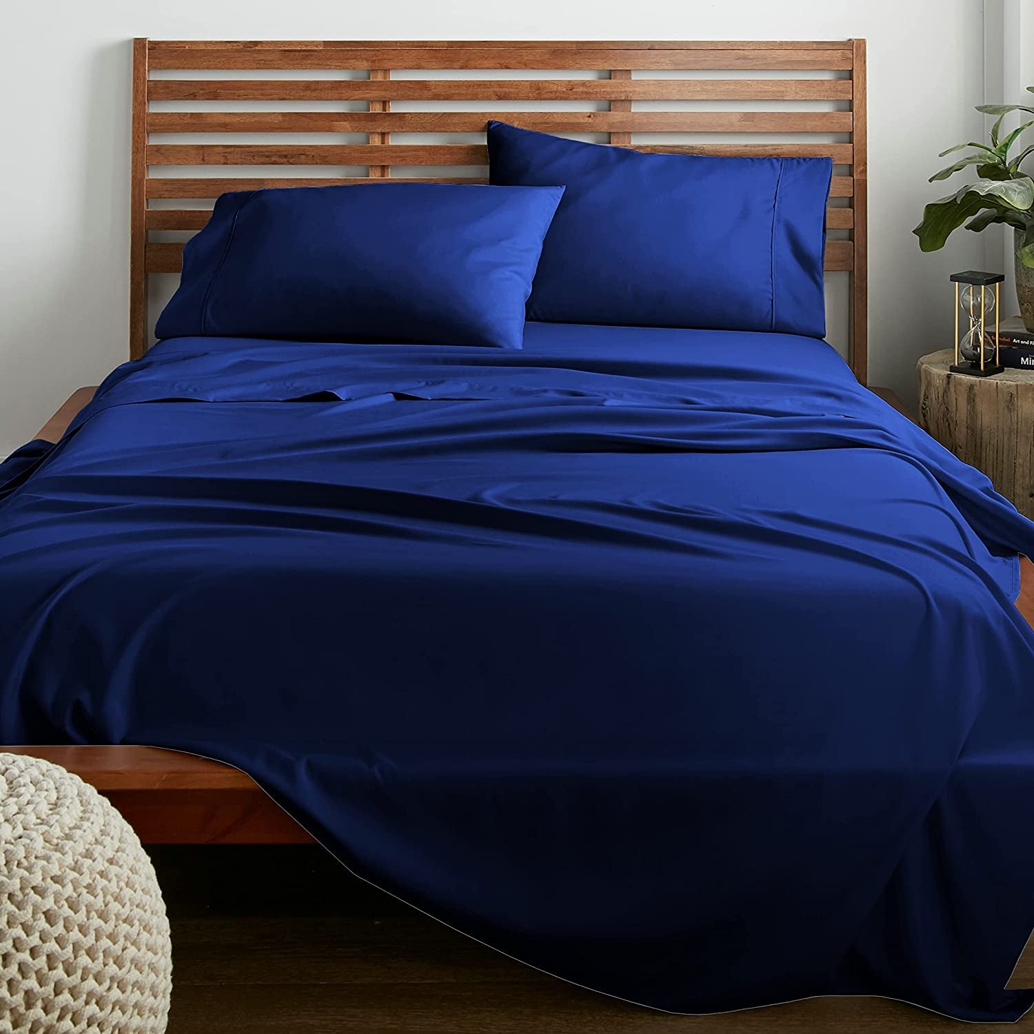 4 Piece Full Size Bedding Sheets and Pillowcases Set - Ultra Soft Microfiber - Breathable, Wrinkle Free, Easy Care, Durable, Oeko-Tex Certified Sheet Set (Full, Navy)