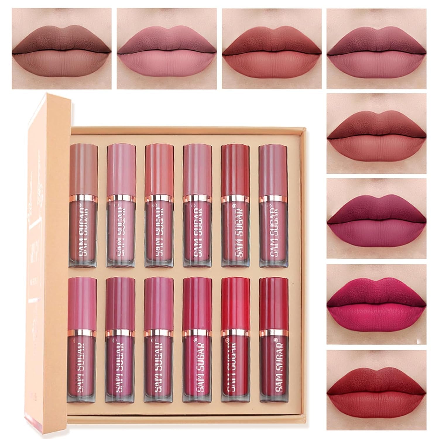 12 Colors Lip Gloss Set,Plumping Liquid Lipstick Lip Oil,Long Lasting Waterproof Lip Glaze Makeup,Book Nude Lip Glow Oil Lip Gloss Kit for Women (Set A) (Set B)
