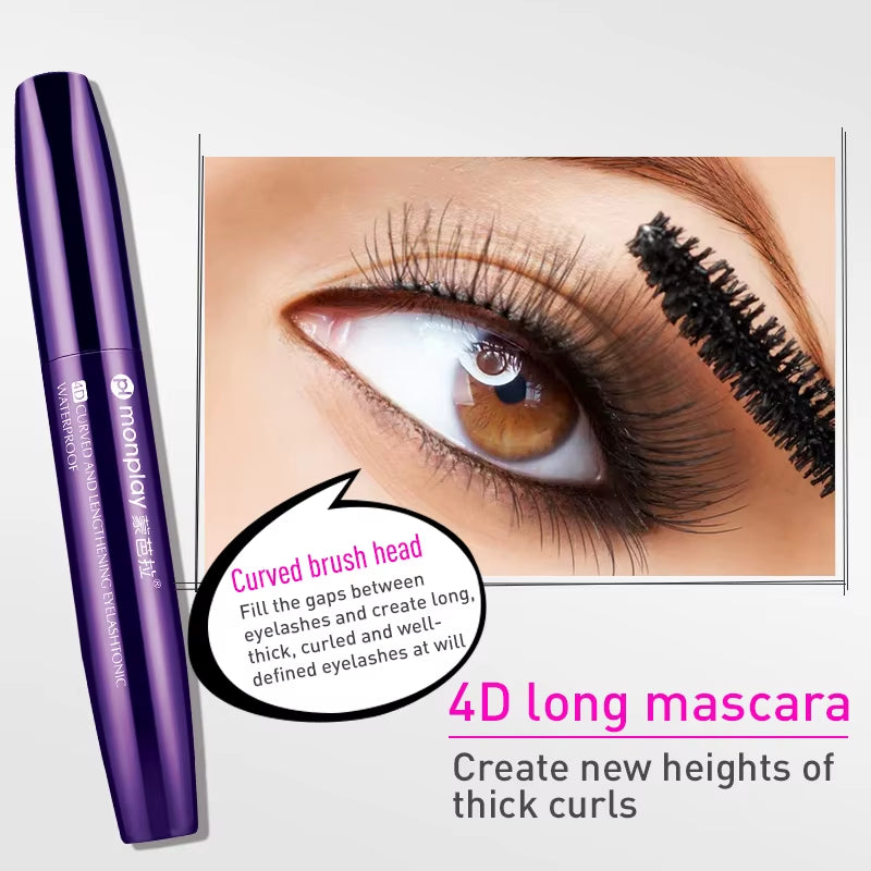 1PCS 4D Fiber Mascara Waterproof Mascara for Eyelash Extension Black Thick Eyelash Curler Makeup