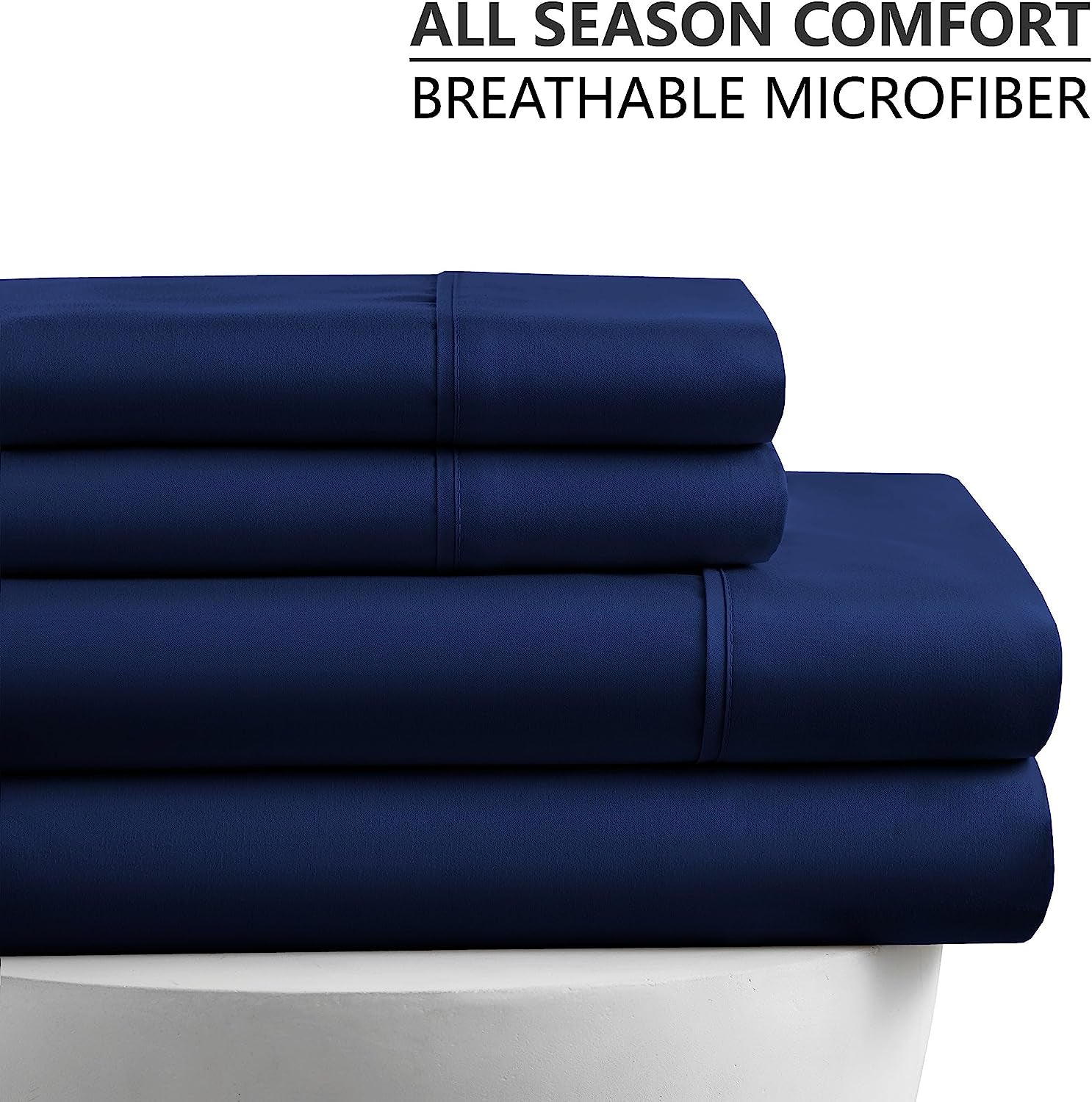 4 Piece Full Size Bedding Sheets and Pillowcases Set - Ultra Soft Microfiber - Breathable, Wrinkle Free, Easy Care, Durable, Oeko-Tex Certified Sheet Set (Full, Navy)